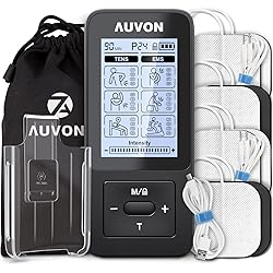 AUVON 24 Modes TENS Unit Muscle Stimulator for Pain Relief with 2X Battery Life 300mAh, Rechargeable TENS Machine with 8 Electrode Pads for Muscle Pain, Back Pain, Low Back Pain Belt Clip Included