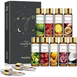 PHATOIL 9PCS Fruity Essential Oils Gift Set, 10ml0.33fl.oz Fragrance Oils for Soap, DIY Candle, Bath Bombs Making, Fruit Scented Oils for Diffusers for Home