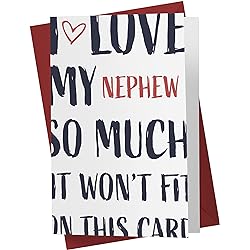 Sweet and Funny Birthday Card for Nephew, Large 5.5 x 8.5 Nephew Birthday Card, Happy Birthday Nephew Card, Birthday Card Nephew, Karto This Much Nephew