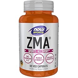 NOW Sports Nutrition, ZMA Zinc, Magnesium and Vitamin B-6, Enhanced Absorption, Sports Recovery, 90 Capsules