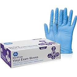 Med PRIDE NitriPride Nitrile-Vinyl Blend Exam Gloves, Medium 100 - Powder Free, Latex Free & Rubber Free - Single Use Non-Sterile Protective Gloves for Medical Use, Cooking, Cleaning & More