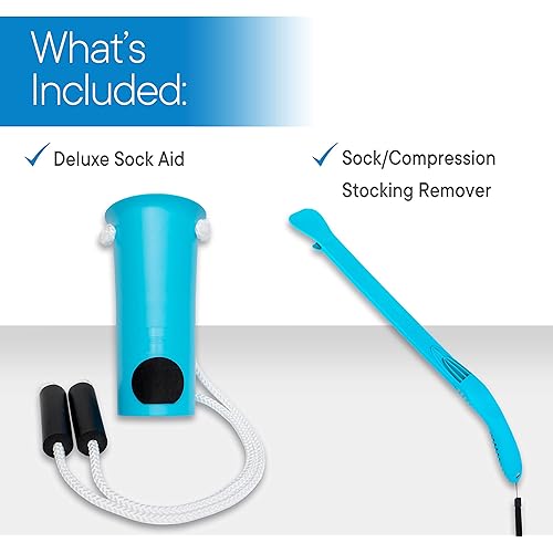 RMS Sock Aid Kit - Easy On Easy Off Device for Putting On Socks and Removing Socks or Stockings for Men and Women with Limited Mobility Blue