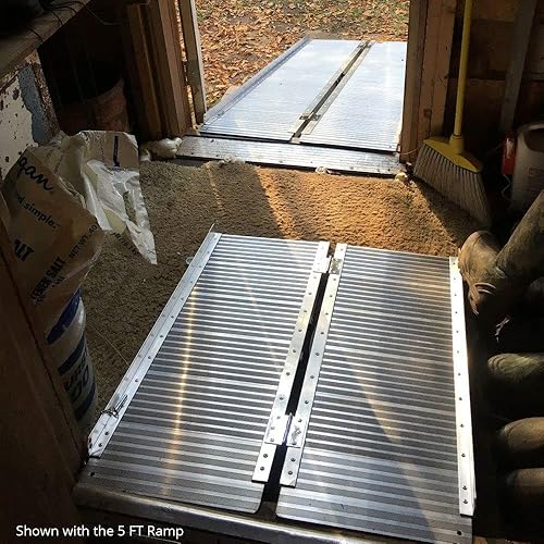 Titan Ramps 5 FT Single-Fold Aluminum Briefcase Ramp, Rated 600 LB Capacity, Nylon Handle, Wheelchair and Scooter Carrying Loading Ramp