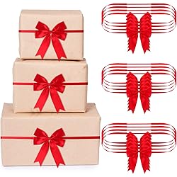 24 Pieces Christmas Red Stretch Loops with Bows Elastic Gift Bow Stretch Bows for Gifts Christmas Elastic Ribbon Crafts for Christmas Gift Boxes Wrapping Party Favors Wedding Supplies 20-24 Inch