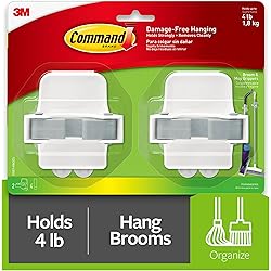 Command Broom and Mop Grippers, 2-Grippers, 4-Strips, Organize Damage-Free