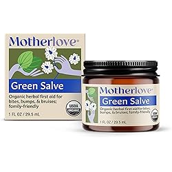 Motherlove Green Salve 1 oz Family-Friendly Herbal First-Aid Ointment for Bug Bites, Bumps, Bruises—USDA Certified Organic