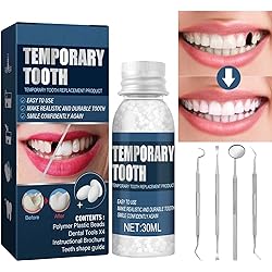 Tooth-Repair-Kit Fixing-The-Missing-and-Broken-Tooth-Replacements Temporary-Teeth-Filling-Repair-Kit-with-Mouth-Mirror Tartar-Scraper Dental-Probe Gum-Cleaner Regain-Confidence-Smile