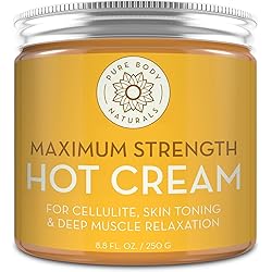 Max Strength Hot Cream - Natural Muscle Pain Relief Cream for Sore Muscles, Arthritis Pain, Sports Injuries, Chronic Pain, and Inflammation - Capsaicin Cream for Soreness, 8.8 oz, Pure Body Naturals