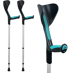ORTONYX Forearm Crutches 1 Pair - Ergonomic Handle with Comfy Grip - High Density Sturdy Aluminum - 308lb Max 200917