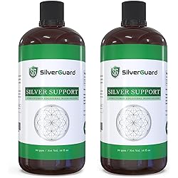 SilverGuard Enhanced Colloidal Silver Liquid Immune Support Supplement—30ppm Pure & Natural Structured Silver Water—Organic Colloidal Silver Solution—32 oz 2-16oz Bottles SGCS316P2, Clear