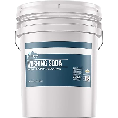 Washing Soda 5 Gallon 50 lbs by Earthborn Elements, Soda Ash, Sodium Carbonate, Laundry Booster, Non-Toxic, Hypoallergenic