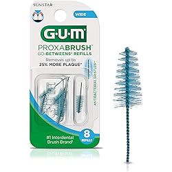 GUM - 10070942066140 Proxabrush Go-Betweens Interdental Brush Refills, Wide, 8 Count Pack of 6