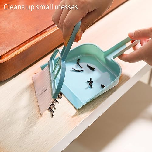Lamoutor 3 Pack Mini Hand Broom and Dustpan Set Small Dust Pans with Brush Set Cleaning Tool for Desk, Car and Animal Waste