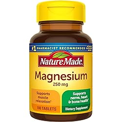 Nature Made Magnesium Oxide 250 mg Tablets, 100 Count for Nutrition Support