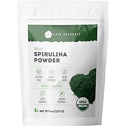 Organic Spirulina Powder 8 oz for Immune Support and Antioxidants - Kate Naturals. USDA Certified. Natural. Non-GMO. Gluten-Free. Nutrient Dense Superfood Supplement