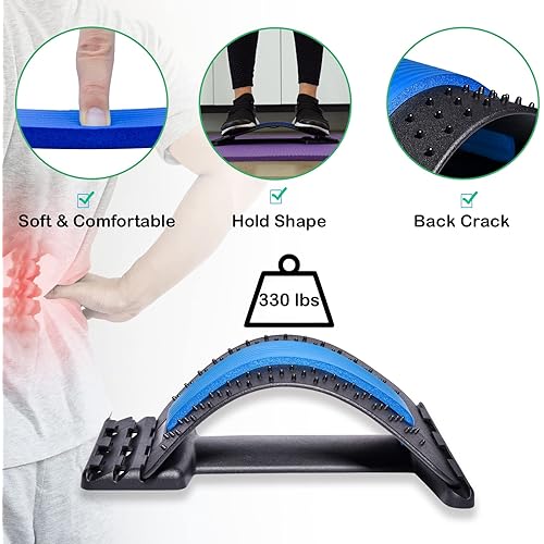 Back Stretcher, Back Cracker, Spine Deck Back Stretcher, Lumbar Stretching Device, 3-Level Back Massager Lumbar, Back Stretcher for Lower Back Pain Relief, for Sciatica, Scoliosis
