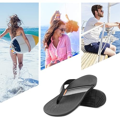 Orthotic Flip Flops for Flat Feet, Plantar Fasciitis Feet Thong Sandal with Arch Support, Foot Pain Relief Comfortable Walk for Women Menby ERGOfoot