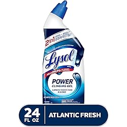 Lysol Power Toilet Bowl Cleaner Gel, For Cleaning and Disinfecting, Stain Removal, 24oz