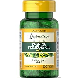 Evening Primrose Oil 500 mg with GLA by Puritan's Pride, White, 100 Count Pack of 1