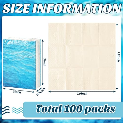 Outus Ocean Themed Travel Tissues Pocket Tissues 3 Ply Facial Tissues Tissue Packs Travel Size Individual Tissue Packs Bulk 100 Pcs