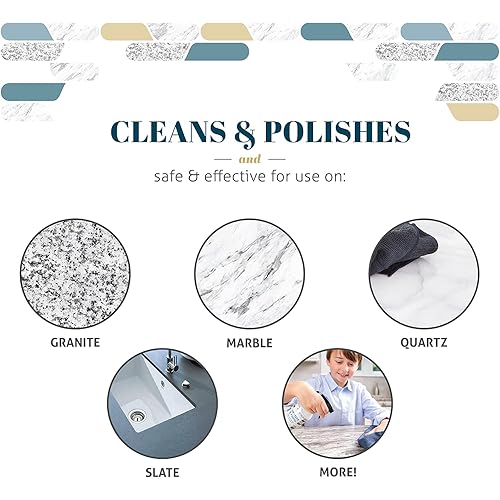 Therapy Granite Cleaner & Polish 2 Pack - Granite Countertop Cleaner for Marble, Soapstone, Quartz, Quartzite, Slate, Limestone, Corian, Laminate, Tile Countertop, Headstone