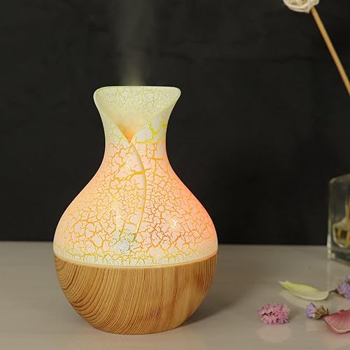 130ml Essential Oil Diffuser,Aromatherapy Essential Oil Diffuser,Wood Grain Aroma Diffuser with Timer Cool Mist Humidifier for Large Room, Home, Baby Bedroom,7 Colors Lights Changing A