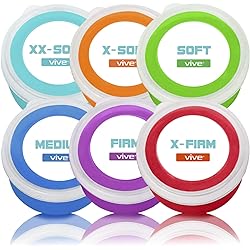 Vive Exercise Putty 6-Pack - Therapeutic, Occupational and Therapy Tool - Thinking and Stress - Finger, Hand Grip Strength Exercises - Extra Soft, Soft, Medium, Firm Sensory Kit - Squeezable Ball