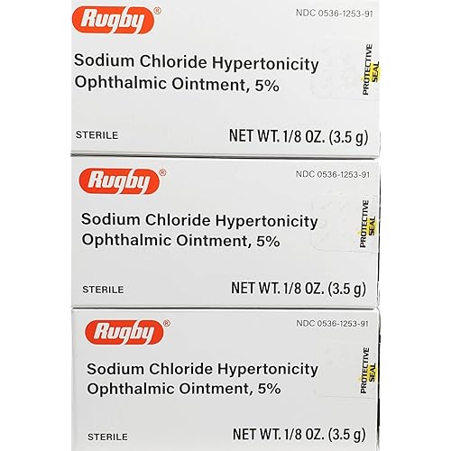 Rugby Sodium Chloride Ophthalmic Ointment 5%, 3.5 gm Compare to Muro 128 -3 Pack