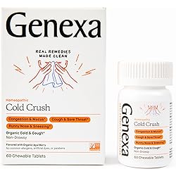 Genexa Cold Crush - 60 Tablets – Multi-Symptom Cough & Cold Remedy - Certified Vegan, Organic, Gluten Free & Non-GMO - Homeopathic Remedies