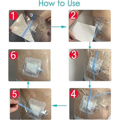 50 Pieces Shower Protector Shields Film Waterproof Dialysis Chest Chemo Port Cover PD Belt Peritoneal Dialysis Central Picc Line Wounds Accessories Peg Tube Supplies Accessories 8 x 8 Inch