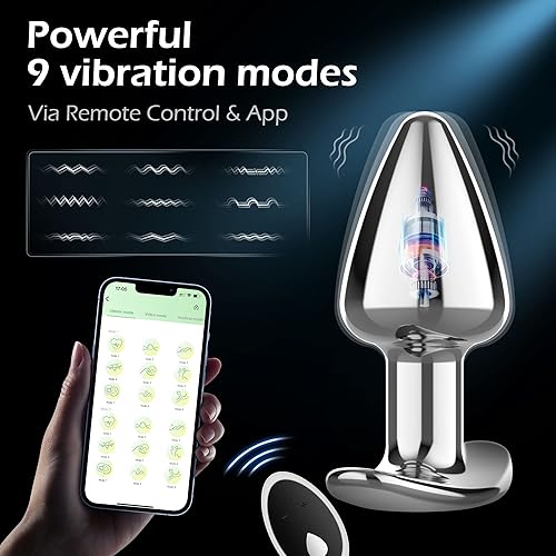 DANKIS Vibrating Butt Plug, Prostate Massagers with App & Remote Control Anal Sex Toys, 9 Vibration Modes Anal Plug Sex Toys for Men & Women, Prostate Adult Toys, Adult Sex Toys & Games