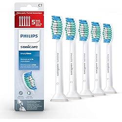 Philips Sonicare Genuine SimplyClean Replacement Toothbrush Heads, 5 Brush Heads, White, HX601503