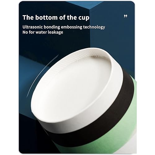 Paper Coffee Cups [12 Oz 100 Pack], Disposable Paper Cups with Design, Hot Cups, Improved 12 oz Cup Body white