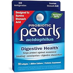 Nature's Way Probiotic Pearls Acidophilus, Digestive and Immune Health Support for Women and Men, Protects Against Occasional Constipation and Bloating, 90 Softgels