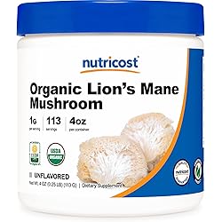 Nutricost Organic Lion's Mane Mushroom Powder 4oz - Certified USDA Organic