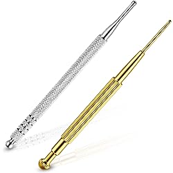 2 Pieces Facial Reflexology Massage Tool Retractable Acupuncture Pen, Stainless Steel Double Headed Spring Loaded Ear and Body Point Probe Pen 2 Pieces