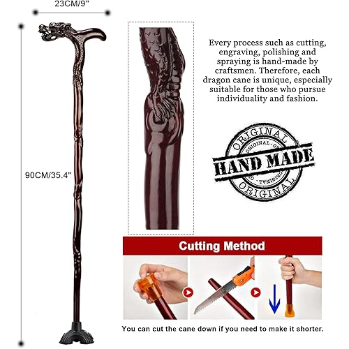 Wood Walking Cane, Canes for Men & Women, Stylish Wooden Cane, Handmade Fashionable Walking Stick, Wood Carved Crutch, Retro Cane, Exquisite Carving Walking Canes as Gift