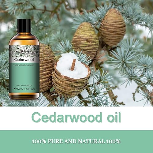 Cedarwood Essential Oil, 3.38Fl.Oz PHATOIL Pure Essential Oil Singles for Aromatherapy Diffusers, Humidifiers, Skin Care, Great for DIY Candle and Soap Making, Gift for Friend