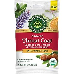 Traditional Medicinals Throat Coat Organic Cough Drops, Pack of 3