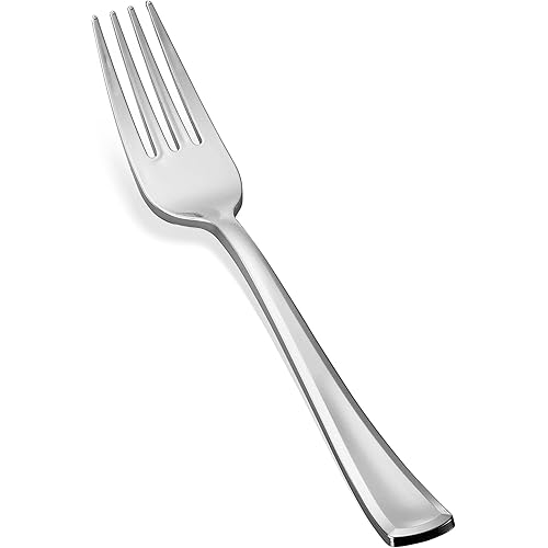 400 Plastic Silverware Set - Silver Plastic Cutlery Set - Disposable Silverware Set - Flatware Set - 200 Plastic Silver Forks - 100 Silver Spoons - 100 Plastic Silver Knives - Heavy Duty - Party Bulk