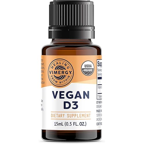 Vimergy USDA Organic Vitamin D3 Extract – Supports Strong Bones & Healthy Immune System – Alcohol Free Liquid Vitamin D3 Drops - Gluten-Free, Non-GMO, Kosher, Vegan & Paleo Friendly 15 ml