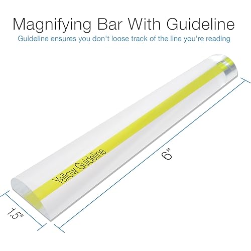 MagniPros 2X Magnifying Bar Magnifier Ruler with Guide Lineso You Won't Miss a line Ideal for Reading Small Prints and Document