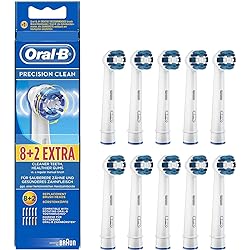 Genuine Original Oral-B Braun Precision Clean Replacement Rechargeable Toothbrush Heads 10 Count - International Version, German Packaging