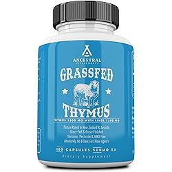 Ancestral Supplements Grass Fed Thymus Extract Glandular — Supports Immune, Histamine, Allergy Health 180 Capsules