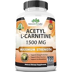Acetyl L-Carnitine 1,500 mg High Potency Supports Natural Energy Production, Supports MemoryFocus - 100 Veggie Capsules