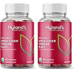 HYLAND'S Naturals Organic Apple Cider Vinegar Gummy Vitamins, Digestive Health Support, 60 Vegan ACV Gummies 2 Pack