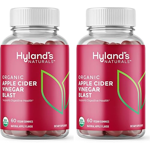 HYLAND'S Naturals Organic Apple Cider Vinegar Gummy Vitamins, Digestive Health Support, 60 Vegan ACV Gummies 2 Pack