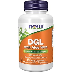 NOW Supplements, DGL with Aloe Vera Deglycyrrhizinated Licorice, 100 Veg Capsules