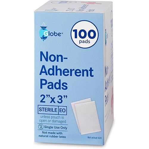 Globe Sterile Non-Adherent Pads| 100-Pack, 2” x 3”| Non-Adhesive Wound Dressing| Highly Absorbent & Non-Stick, Painless Removal-Switch| Individually Wrapped for Extra Protection 2 x 3