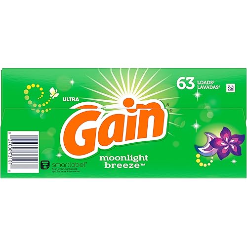 Gain Powder Laundry Detergent for Regular and HE Washers, Moonlight Breeze Scent, 93 ounces 63 loads